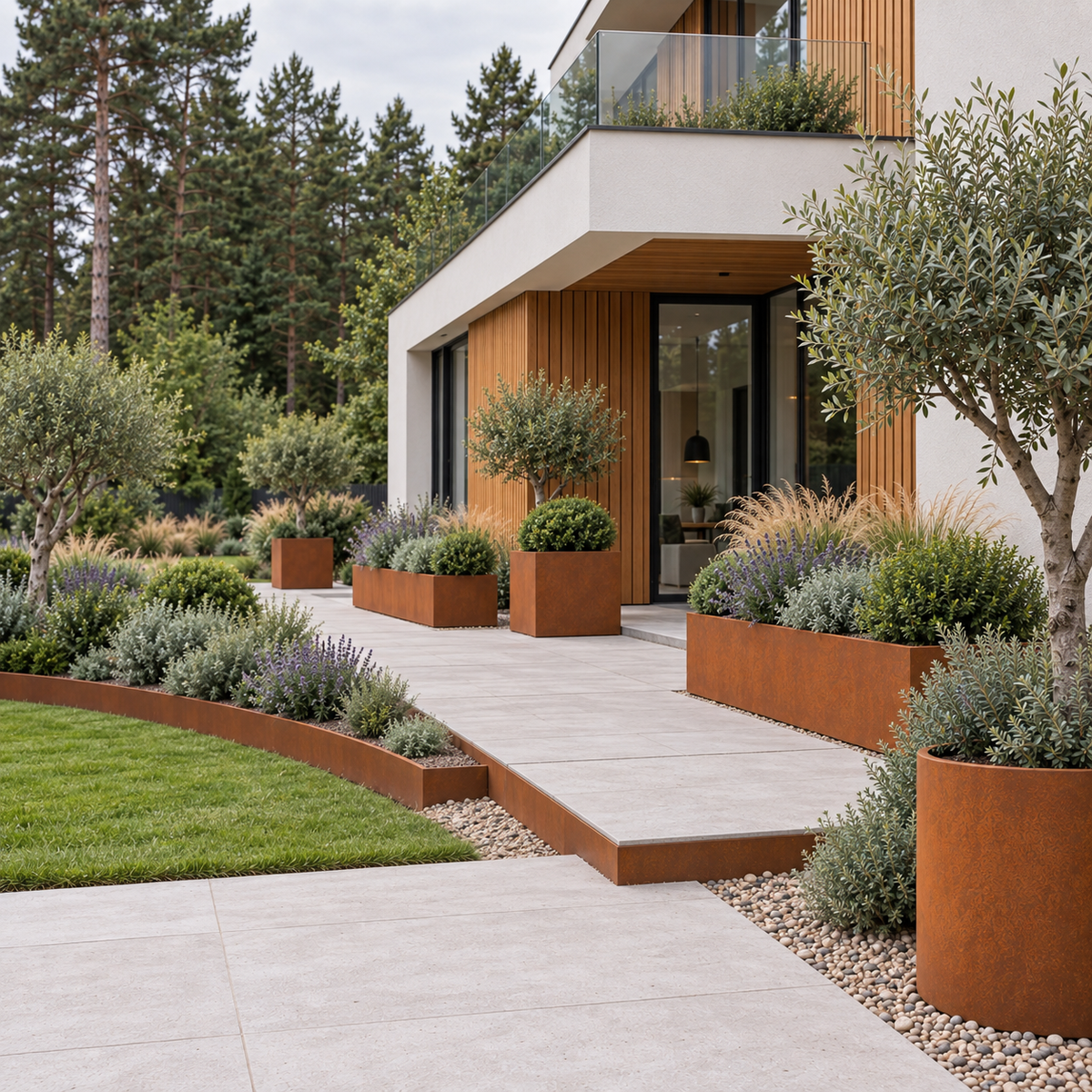 Corten Steel Cube Planter 18" — 14 Gauge Weathering Steel