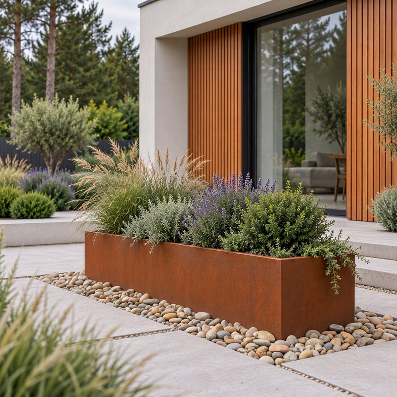 Corten Steel Trough Planter 48" — 12 Gauge Heavy Weathering Steel