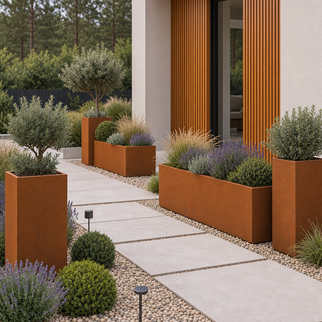 Corten Steel Tall Planter 14" × 28" — 14 Gauge Weathering Steel