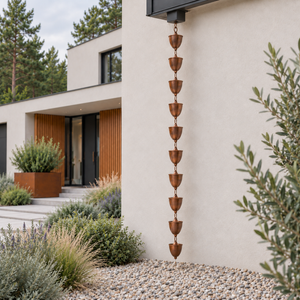 Copper Cup Rain Chain — Pure Copper, Gutter Adapter Included
