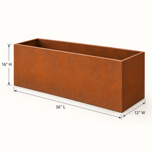 Corten Steel Trough Planter 36" — 14 Gauge Weathering Steel