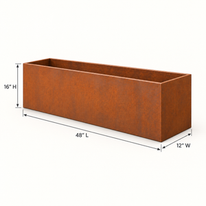 Corten Steel Trough Planter 48" — 12 Gauge Heavy Weathering Steel