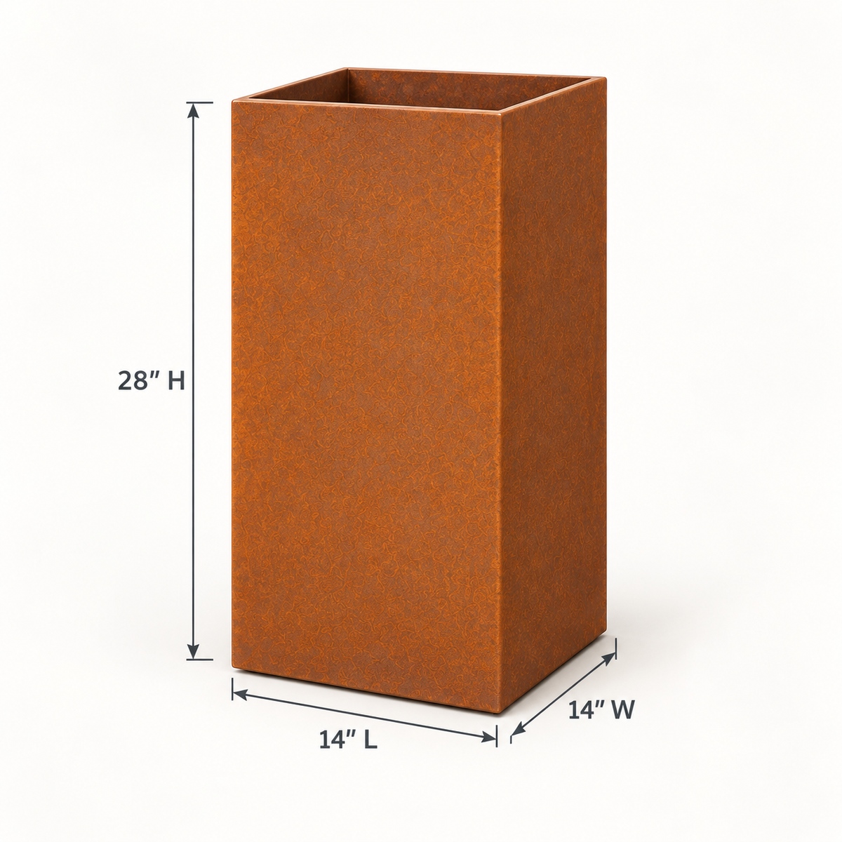 Corten Steel Tall Planter 14" × 28" — 14 Gauge Weathering Steel