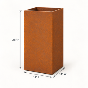 Corten Steel Tall Planter 14" × 28" — 14 Gauge Weathering Steel