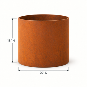 Corten Steel Cylinder Planter Ø20" — 14 Gauge Weathering Steel
