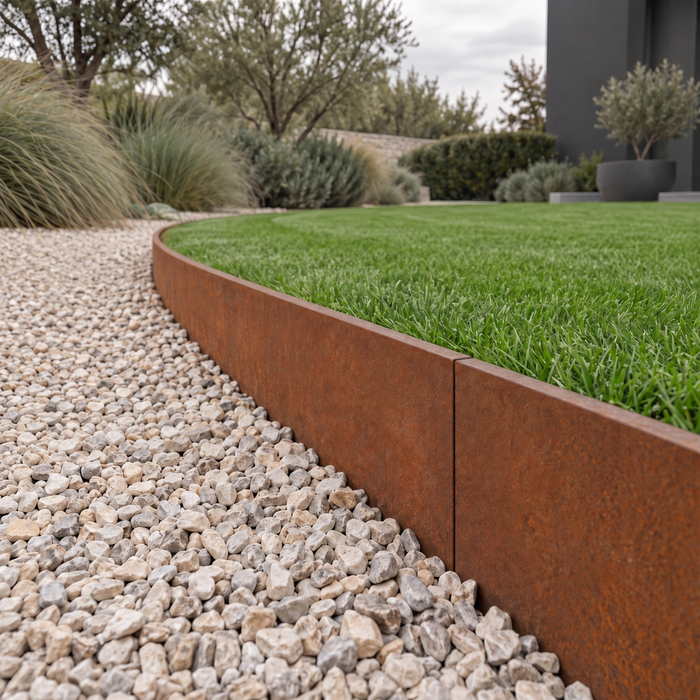 Corten Steel Landscape Edging 8" — 14 Gauge, 5-Pack (16.5 ft)