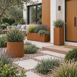 Corten Steel Trough Planter 24" — 14 Gauge Weathering Steel