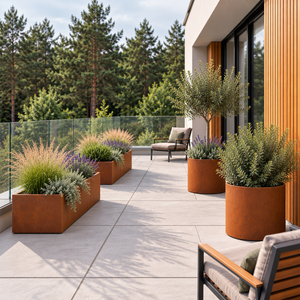 Corten Steel Trough Planter 24" — 14 Gauge Weathering Steel