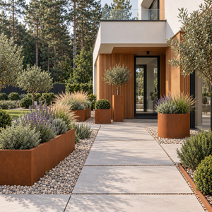 Corten Steel Tall Planter 14" × 28" — 14 Gauge Weathering Steel