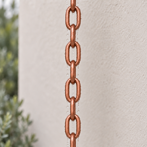 Copper Link Rain Chain — Pure Copper, Gutter Adapter Included