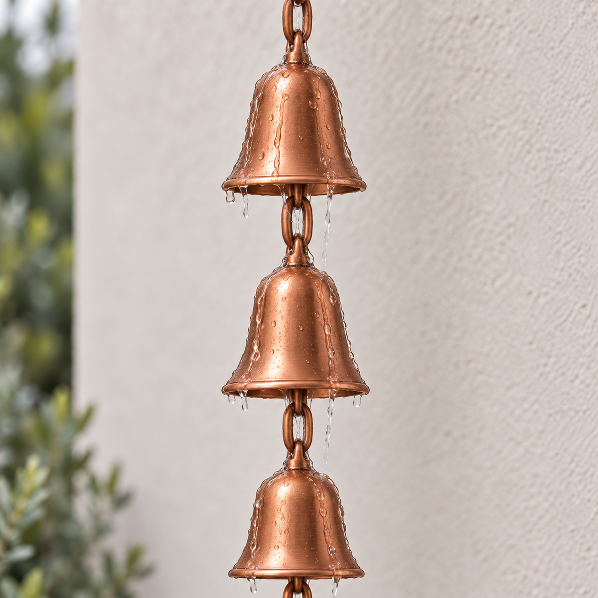 Copper Bell Rain Chain — Pure Copper, Gutter Adapter Included