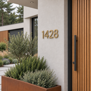 Modern Floating House Numbers — Solid Brass, 6" & 8"