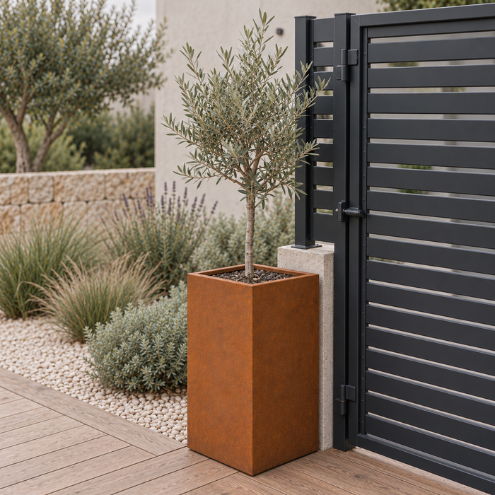 Corten Steel Tall Planter 14" × 28" — 14 Gauge Weathering Steel