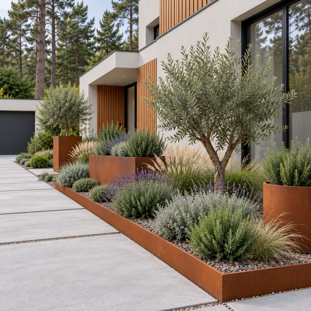 Corten Steel Landscape Edging 8" — 14 Gauge, 5-Pack (16.5 ft)