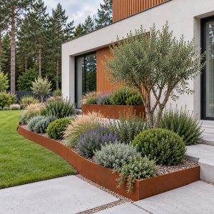 Corten Steel Landscape Edging 8" — 14 Gauge, 5-Pack (16.5 ft)