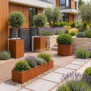 Corten Steel Tall Planter 14" × 28" — 14 Gauge Weathering Steel