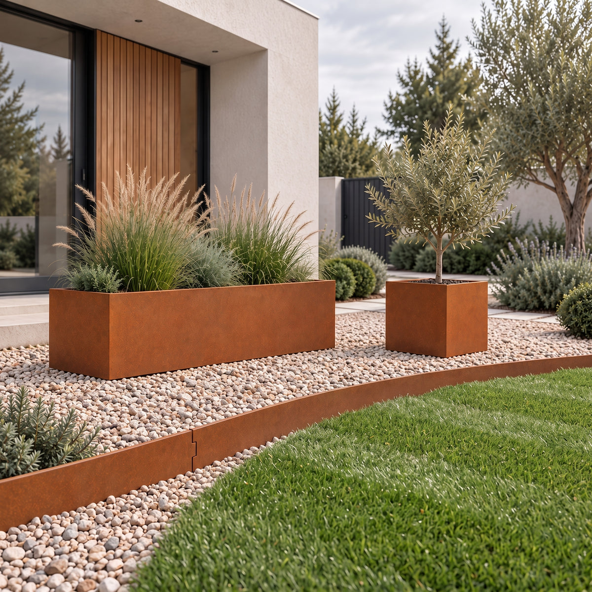 Corten Steel Cube Planter 18" — 14 Gauge Weathering Steel