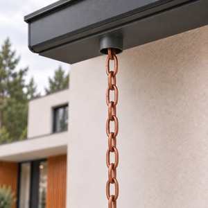 Copper Link Rain Chain — Pure Copper, Gutter Adapter Included