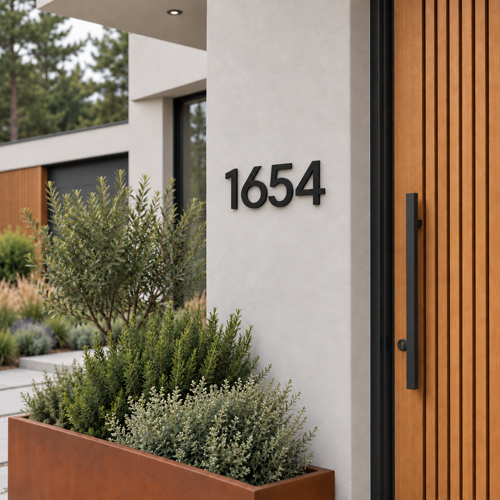Modern Floating House Numbers — Matte Black, 6" & 8"